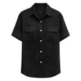 thumbnail image 6 of Business Casual Tops for Women Fashion Casual Solid Cotton Linen Pocket Short Sleeve Shirt Summer Tops, 6 of 7