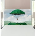 thumbnail image 1 of Fantasy Headboard, Detached Top of Mountain Floating up to Sky As a Hot Air Balloon Imaginative Art, Upholstered Decorative Metal Bed Headboard with Memory Foam, Twin Size, Green, by Ambesonne, 1 of 4