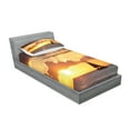 thumbnail image 2 of Ambesonne Ocean Fitted Sheet & Pillow Sham Set, Boat in Sewith Sunset, Twinxl, Grey and Marigold, 2 of 2