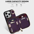thumbnail image 2 of Case for iPhone 16 Pro 6.3'' Wallet Case, Crossbody Zipper Purse with Wristlet for Women, RFID Blocking Card Holder, 360° Ring Kickstand Flip Leather Case for iPhone 16 Pro, Darkpurple, 2 of 10