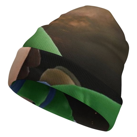 Luigi's Mansion Cartoon Unisex Knitted Hat Winter Warm Beanie Hats Daily Full Printed Fashion Elastic Skullies Cap Beanie For Men And Women