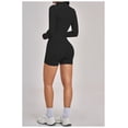 thumbnail image 5 of PISONIC Workout Sets for Women 3 Piece Long Sleeve Zip Up Jacket, V-neck Cami Tank Top, High Waisted Yoga Shorts Gym Athletic Sets, 5 of 7