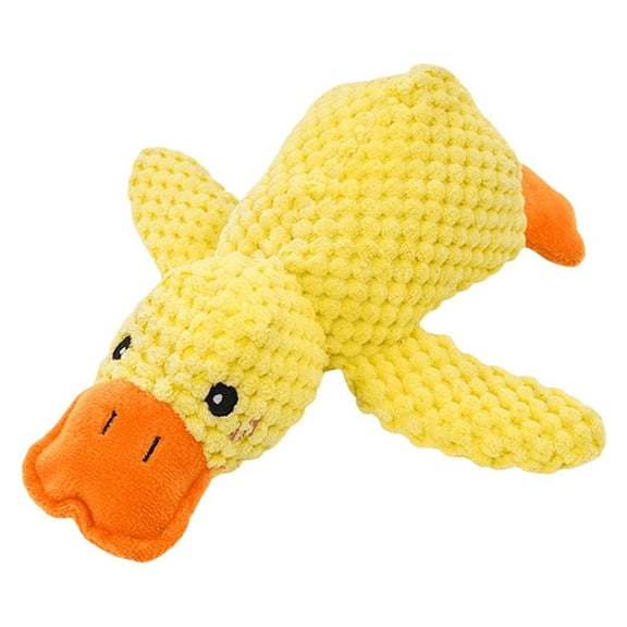 Rinapi Calming Duck Dog Toy, Squeaky Duckling Dog Play Toy, Yellow Duck Dog Toys for Large Dogs, Quack Quack Duck Dog Toy(M)