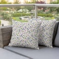 thumbnail image 4 of Pastoral Flower Pillow Covers 2 Pack Pink Flower Leaf Farmhouse Style Pillowcase Waterproof Outdoor Throw Pillow Cover for Patio Garden Square Cushion 20”x20”, 4 of 9