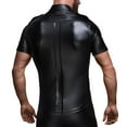 thumbnail image 7 of Hpapadks Mens Shirts Short Sleeve Leather Nightclub Stage Performance Pat Ent Lapel Buttons Blouses Mens Dress Shirt Black L, 7 of 7