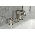 thumbnail image 4 of Kingston Brass KS1416RNX Ostro Two-Handle 3-Hole Deck Mount Widespread Bathroom Faucet with Push Pop-Up Drain in Polished Nickel, 4 of 8