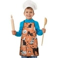 thumbnail image 2 of Halloween Cats Pumpkins and Bats Kids Aprons for Girls and Boys,Adjustable Neck Strap Toddler Aprons for Kids Cooking Baking,23.6"x19", 2 of 5