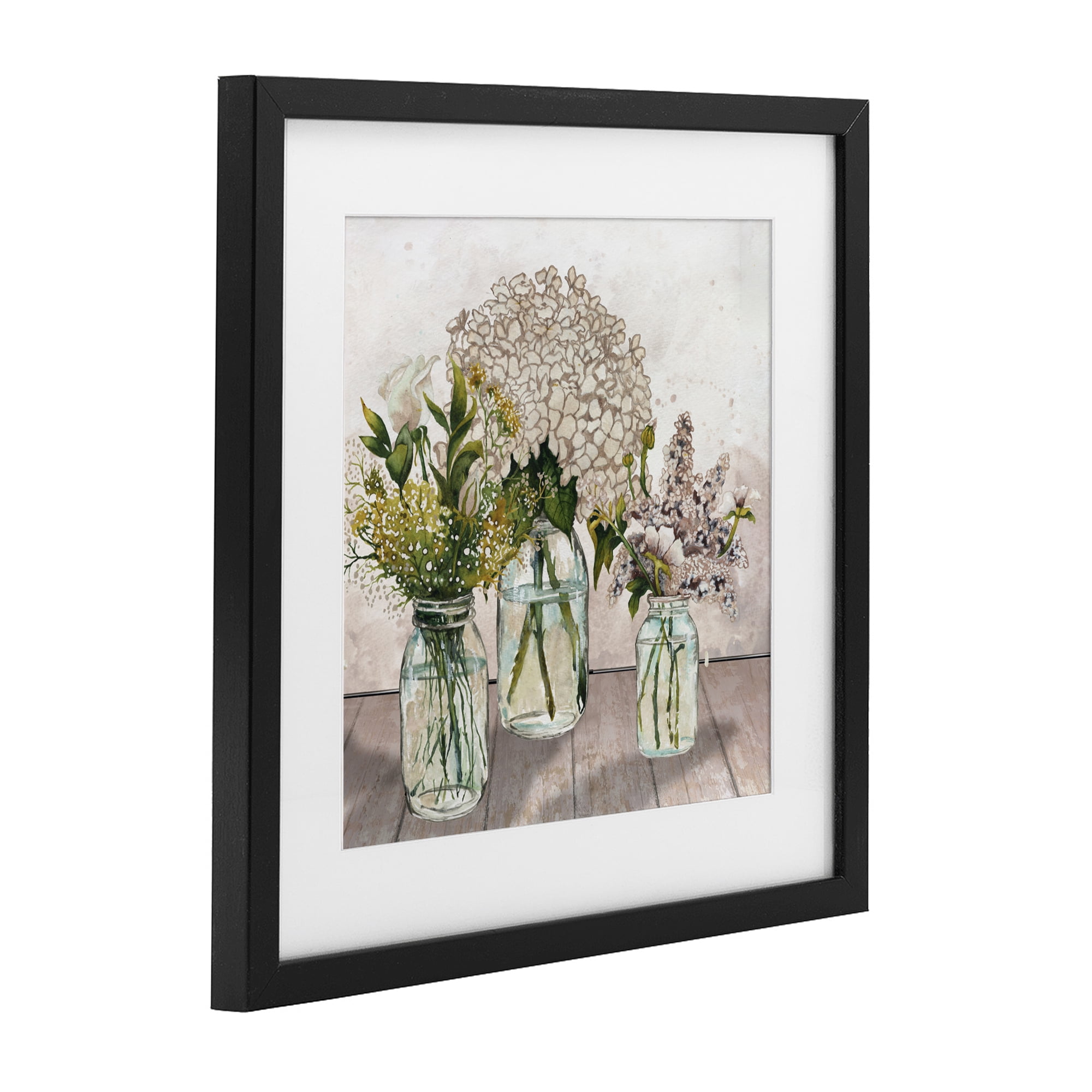 Stupell Industries Jars Of Wildflowers Black Framed Print Under Glass, design by Elizabeth Medley