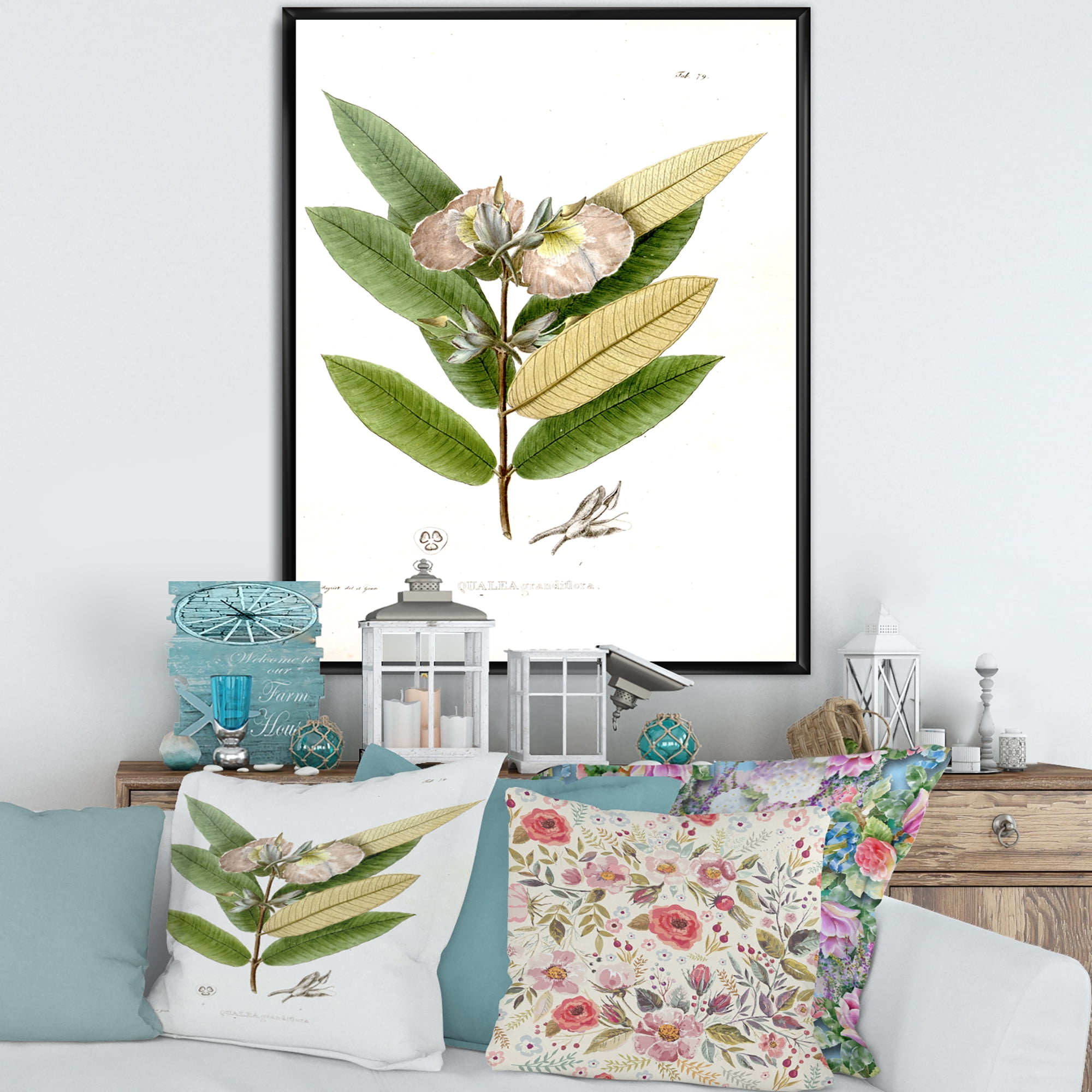 Designart 'Ancient Blossoming Flower II' Traditional Framed Canvas Wall Art Print
