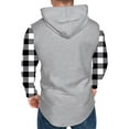 thumbnail image 4 of YOIAVAIOY Men's Quarter Zip Hoodies Plaid Patchwork Long Sleeve Hooded Sweatshirt Drawstring Athletic Workout Gym Hoodie White XXL, 4 of 5