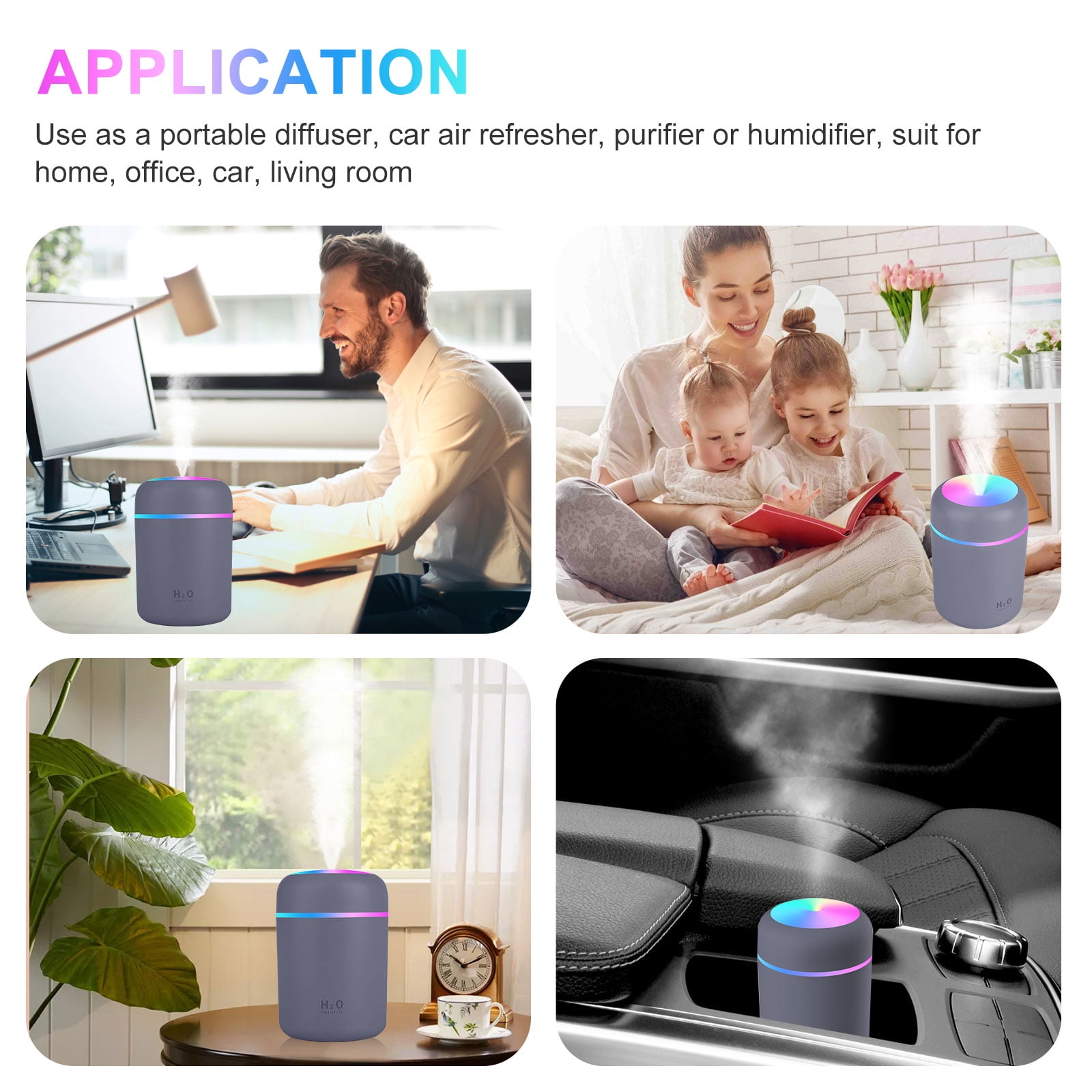 300ml Essential Oil Aroma Diffuser, EEEkit Ultrasonic Cool Mist Humidifier with 2 Mode and LED Color Changing Light