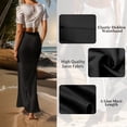 thumbnail image 3 of Joernso Women Elegant Faux Silk Satin Skirt High Waist Fishtail Skirt A-Line Solid Color Glossy Office Lady Skirt Workwear, 3 of 8