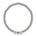 thumbnail image 2 of Primal Steel Stainless Steel Antiqued and Polished I HEART U Stretch Bracelet, 2 of 7