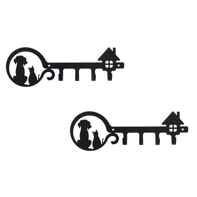 Oleegame 2PC Spoon And Lid Rest Key Hook No Punch Cat And Dog Rack Xuan Closed Storage Rack Wall Rack Black. Black