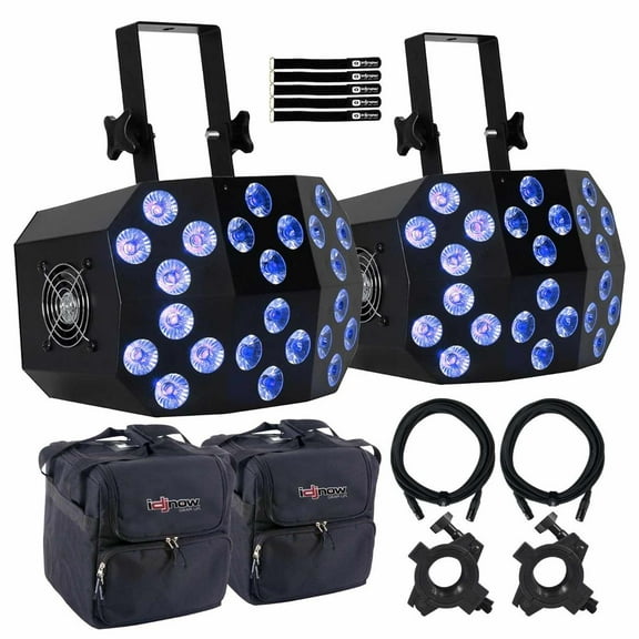 Eliminator Lighting Mega Wash 24 24 x 10W 6-in-1 Hex (RGBWA UV) LED Wash Light 2-Pack with Cases Package