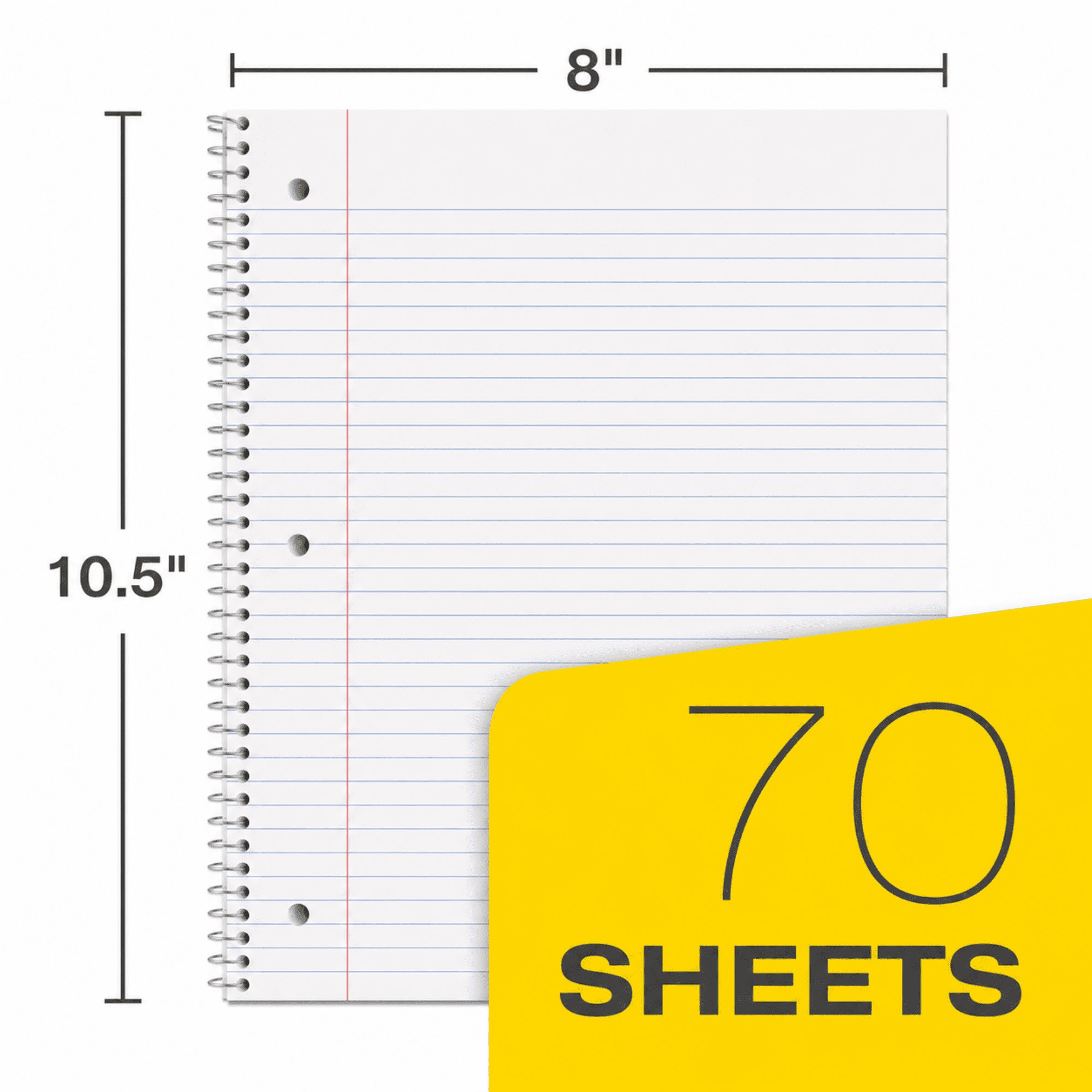 School Supply Boxes | (Red) College-Ruled 1 Subject Notebooks | 24 Pack | 10.5 IN x 8 IN (70 Sheets) Notebooks for School, Work & Office