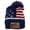 Navy/Beige - Rawhide Patch, variant on USA Cuffed Beanie W/Laser Engraved US Flag & Hockey Player Leatherette Patch - Navy/Beige - Beige Patch