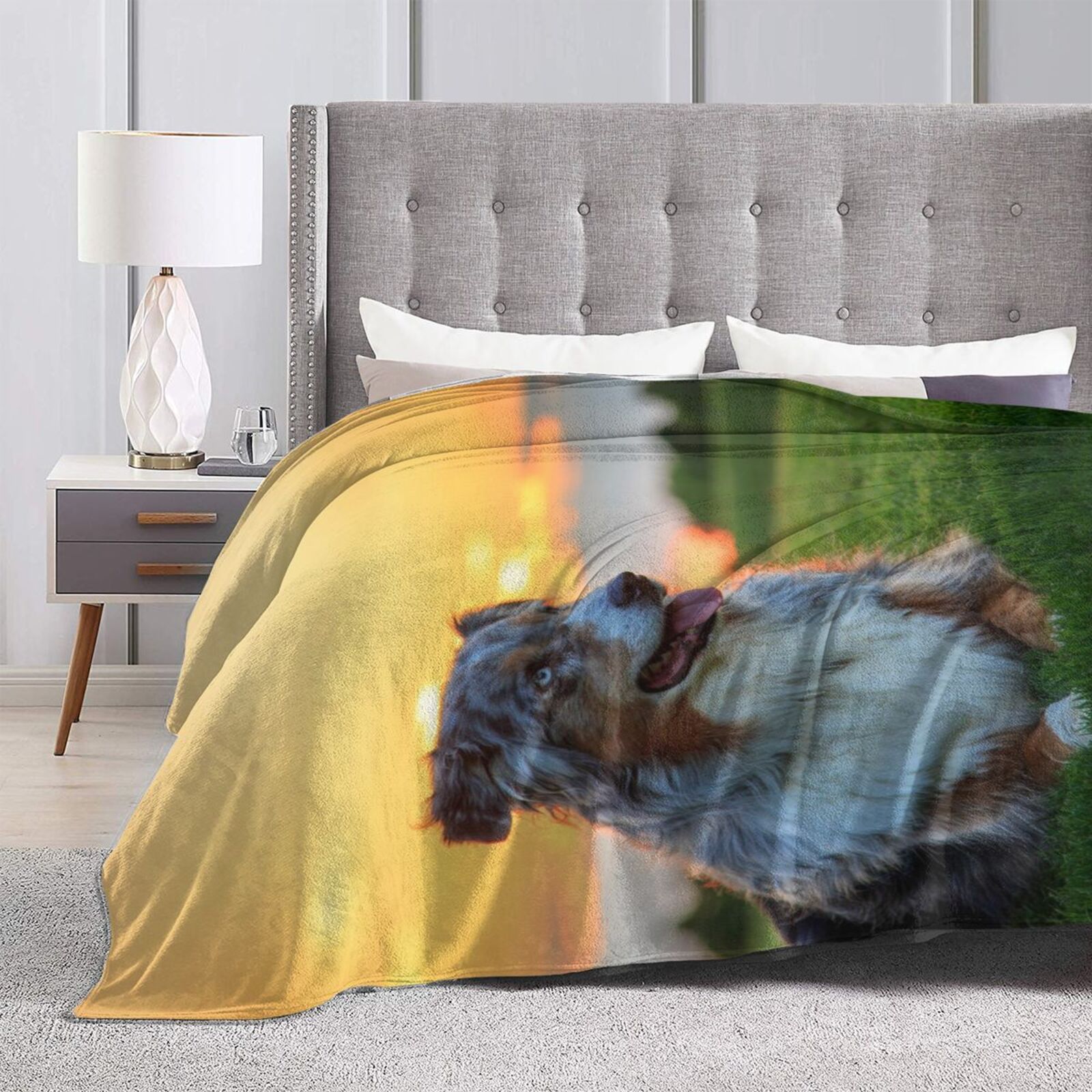 Wijzvio Australian Shepherd Dog Throw Blanket Soft Fuzzy Fleece Blanket For Couch Bed Living Room Decoration 60"X50"
