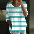 thumbnail image 2 of Floral 3/4 Sleeve Crewneck Tee, Women's Floral Print T Shirt Half Sleeved Round Neck Shirt 3/4 Sleeved T Shirt Loose Large Size T Shirt Green, Xl, 2 of 5
