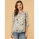 thumbnail image 2 of BluCasual De GaCon Estampado Floral De Man3/4 Con Volantes PaMujer Beige S, 2 of 6