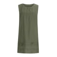 thumbnail image 5 of Casual Summer Dresses for Women, Women's Round Neck Sleeveless Pleated Solid Linen Loose Fitting Dress(Olive Green,L), 5 of 8