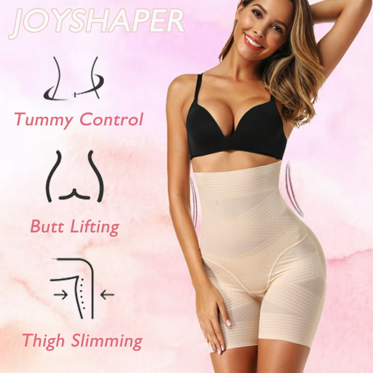 Joyshaper Waist Cross Compression Shapewear Shorts for Women Tummy Control Body  Shaper Thigh Slimmer Panties Fajas Colombianas(Beige-S) 
