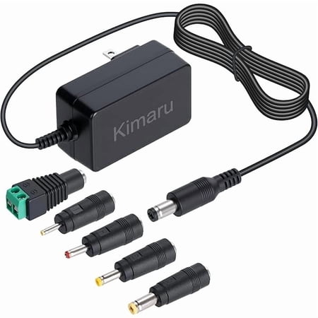 12V 2A Power Adapter, UL Listed 12 Volts 2000mA AC to DC Power Supply Cord with 5 Tips for LED Strips, CCTV Cameras, BT Speakers, Yamaha Keyboard, GPS, Router, Webcam