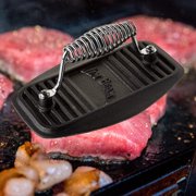 Jim Beam BBQ 9 Cast Iron Heavy Duty Meat Press, Black