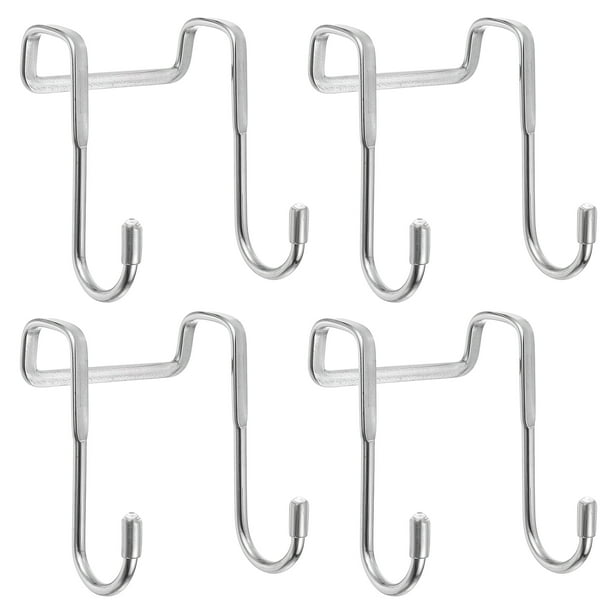 Ganchos de gabinete, paquete de 4, gancho de gabinete sobre la puerta de 2.87", ganchos multipropósito para cocina (plata)