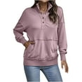 thumbnail image 2 of Xcmzpl Sweatshirts for Women Plus Size Solid Color Crewneck Sweatshirt Travel Pullover Tops Soft Long Sleeve T-shirts Early Fall Fashion, 2 of 9