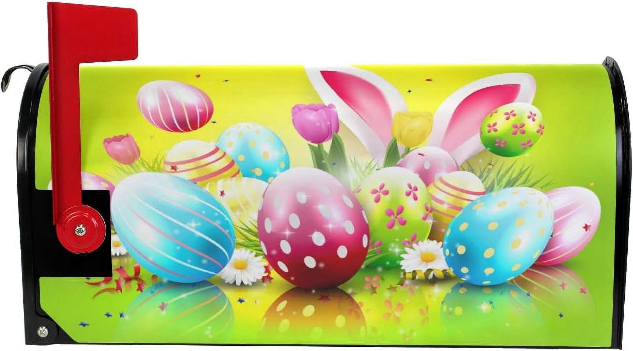 Easter Greeting Magnetic Mailbox Cover MailWraps Garden Yard Home Decor for Outdoor Standard Size-18"x 20.8"