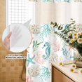 thumbnail image 3 of No Hook Shower Curtain, Teal Red Seahorse Coastal Shower Curtains for Bathroom with See Through Top Window, Nautical Beach Coral Starfish Waterproof & Washable Bath Curtain Stand Up Stall 36"x72", 3 of 9