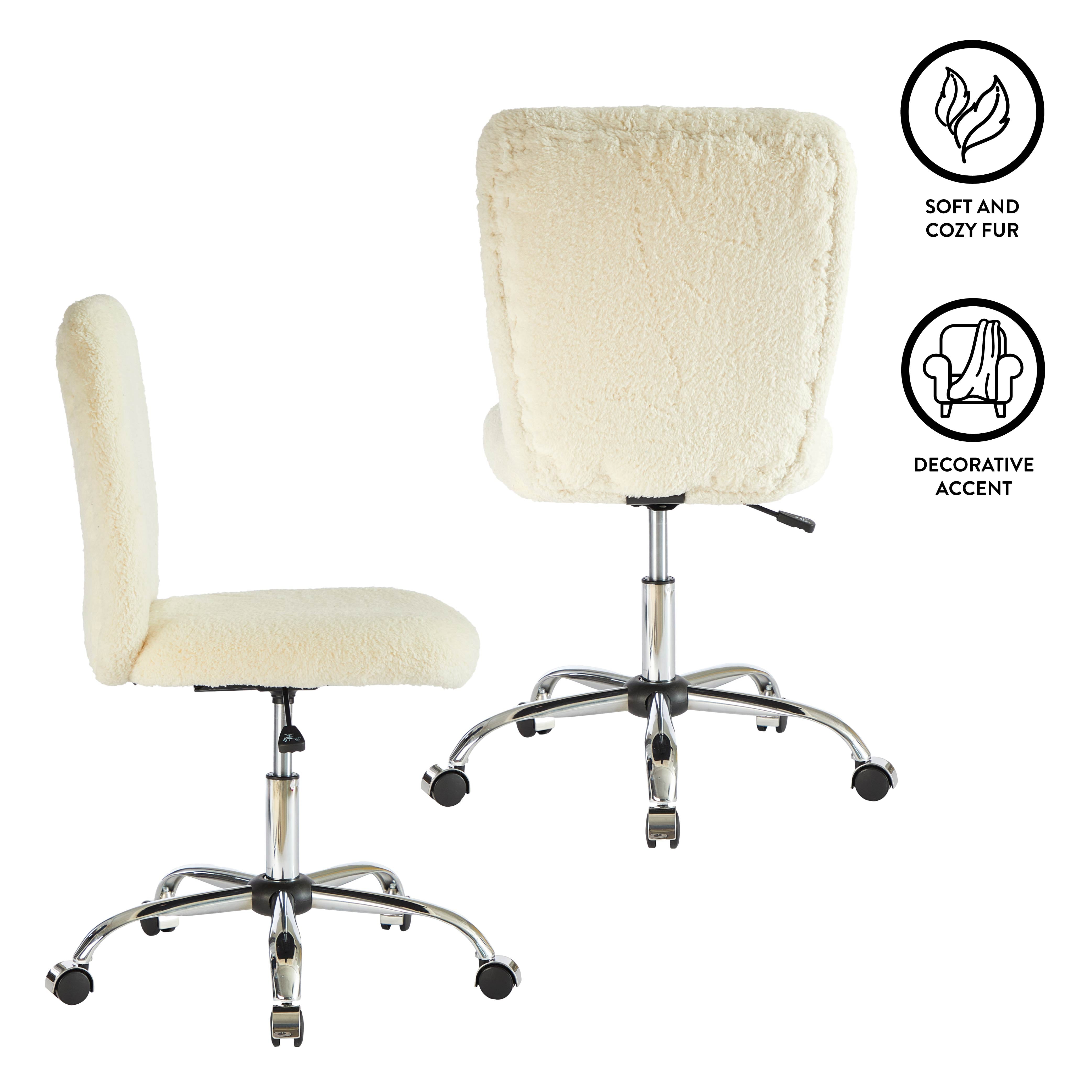 Urban Shop Faux Fur Armless Swivel Task Office Chair, Multiple Colors