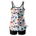 thumbnail image 4 of Nrmvnmi Tankini Swimsuits for Women 2 Piece Bathing Suits Floral Prints Round Neck Swim Tank Top with Boy Shorts Modest Swimwear Mothers Day Gifts, 4 of 5
