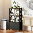 thumbnail image 2 of Giantex Bathroom Floor Cabinet, Modern Storage Cabinet, Storage Organizer, Black, 2 of 9
