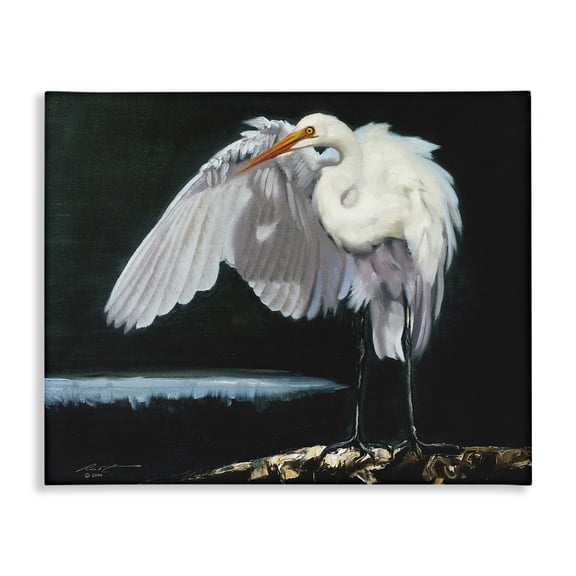 Stupell Industries Coastal Stoic Heron Standing Canvas Art, 20 x 16, by D. Rust