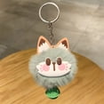 thumbnail image 4 of Plush Cat Keychain Faux Fur Pom Pom Cartoon Cat Bag Charm Keyring Accessory for Backpack Handbag Keys, 4 of 4