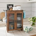 thumbnail image 5 of Wooden Countertop Storage Cabinet with Wavy Magnetic Door, Adjustable Shelves, Removable Hooks. Perfect for Perfume, Figurines, and Coffee Cups, Brown Color, 10.4 W x 6.1 D x 14.4 H in, 5 of 6