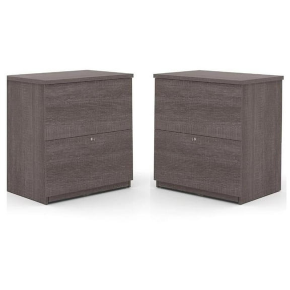 Home Square 2 Drawer Lateral Filing Cabinet Set in Bark Gray (Set of 2)