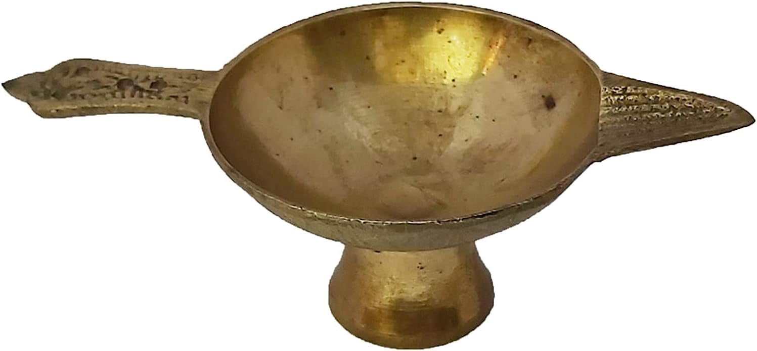 PARIJAT HANDICRAFT Indian Puja Brass Oil Lamp - Golden Diya Lamp and Brass Diya