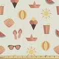thumbnail image 1 of Flip Flop Fabric by the Yard Upholstery, Summer Vacation Beach Concept Ice Cream Sunglasses and Watermelon, Decorative Fabric for DIY and Home Accents, 2 Yards, Salmon Peach and Mustard by Ambesonne, 1 of 4