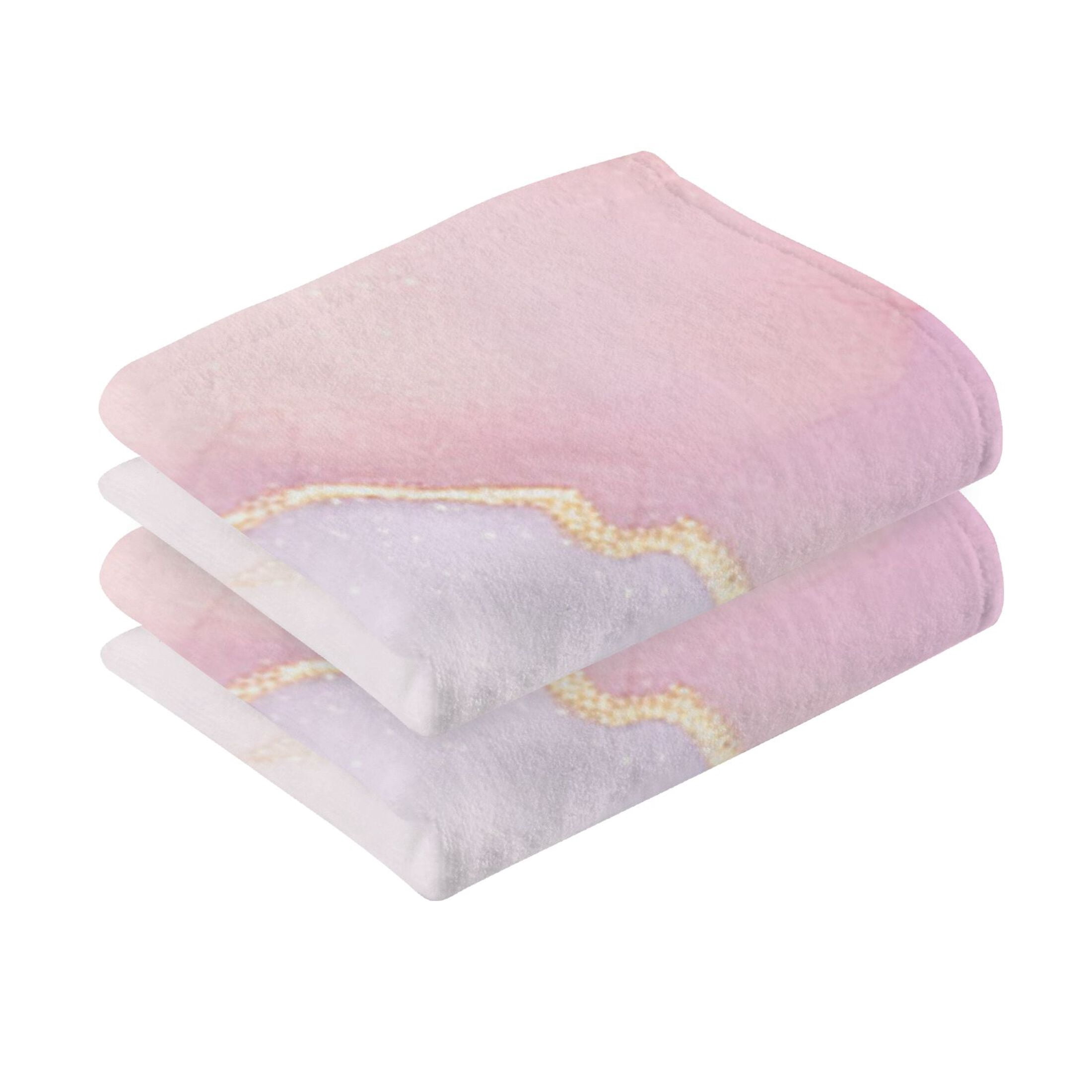 2 Pcs Hand Towel Set Light Pink Gold Marble Cotton Absorbent Soft Face Towels Bath Towels for Bathroom Kitchen Shower Hotel Decor 16"x28"