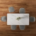 thumbnail image 3 of Morden Fort Modern Dining Table Set for 4, White Faux Marble Top Dining Table with 6 Grey Chairs for Kitchen, Dining Room, Restaurant, Conference Room, 3 of 7