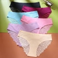 thumbnail image 5 of vigerkar 6 Pack Sexy Underwear for Women Silky Seamless No Show Panties Ladies Lace Bikini Lightweight Cheeky Hipster C, L, 5 of 9