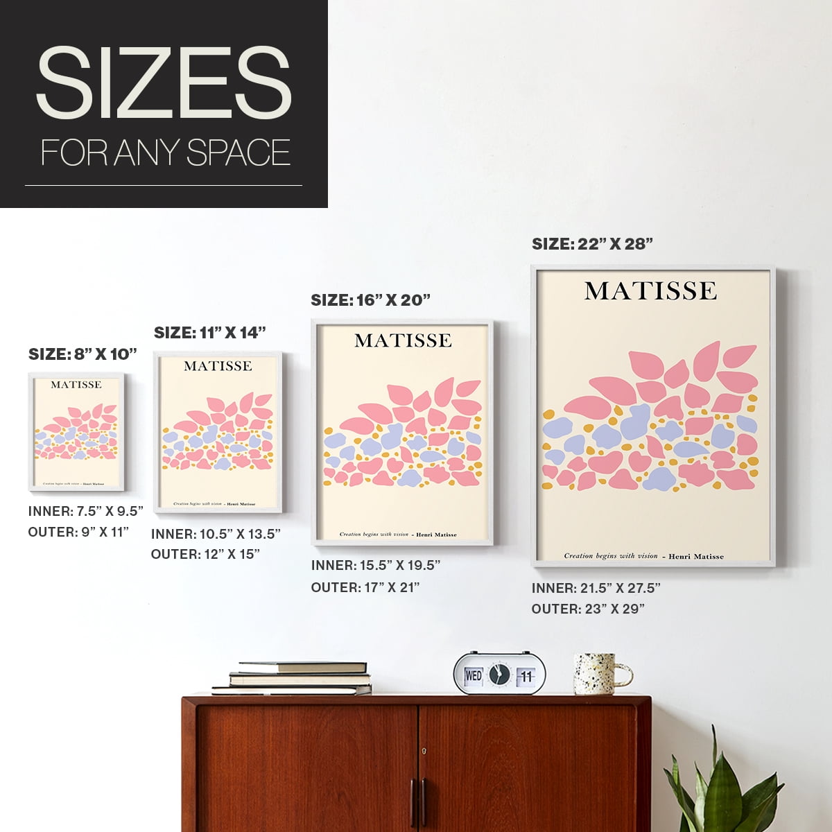 Matisse CDLXXXII in White Solid Wood Framed Print No Nail Hanging