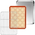 thumbnail image 1 of Shiyou-petit Four Grille-Pain avec Grille et Tapis, Plateau en Acier Inoxydable de 10.4 Pouces, Grille de Refroidissement et Tapis en Silicone pour Petit Four et Usage Individuel, Non Toxique et Facile à Nettoyer, 1 of 4