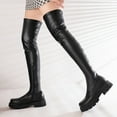 thumbnail image 7 of Lovskoo 2024 Women's Knee High Boots Thigh High Leather Round Toe Platform Stretch Shoes Sweet High Western Boots Black, 7 of 7