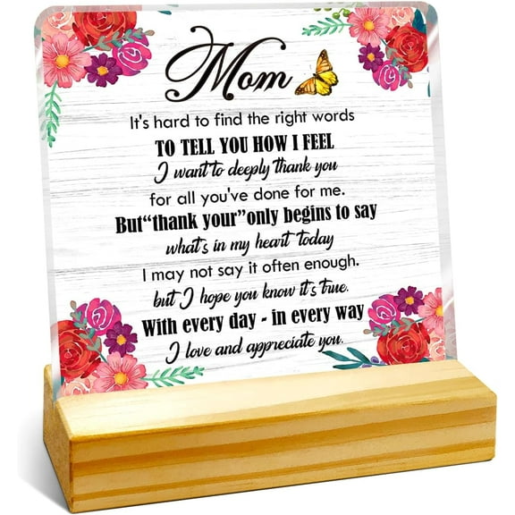 Zomyto Appreciation Gifts for Mother,Mother's Day Gifts for Mom,Special Mother Gifts,Ideas Gifts for Christmas,Birthday Gifts for Mom,Mom I Love and Appreciate You Acrylic Plaque