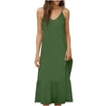 thumbnail image 3 of ClodeEU Women's Linen Round Neck Sleeveless Maxi Dress ,Spaghetti Strap Backless Casual Loose Long Dress Green,Womens Plus M, 3 of 7