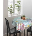thumbnail image 4 of Easter Bunny Suqare Tablecloth - 60 x 60 Inch, Blue Easter Eggs Spring Floral Teal Wooden Waterproof & StainResistant Tablecloth, Washable Oil-proof Table Cover for Dining/Party/Wedding/Buffet, 4 of 9